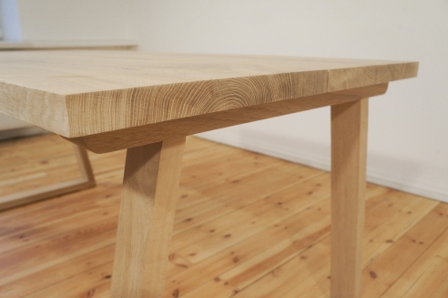 Solid Hardwood Oak rustic Kitchen Table 40mm unreated with trapece table legs